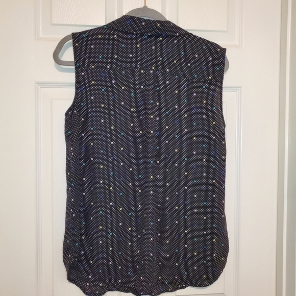 Talbots Black Button Down Sleeveless Blouse w/ tiny polka dots Sz LP - Picture 5 of 7